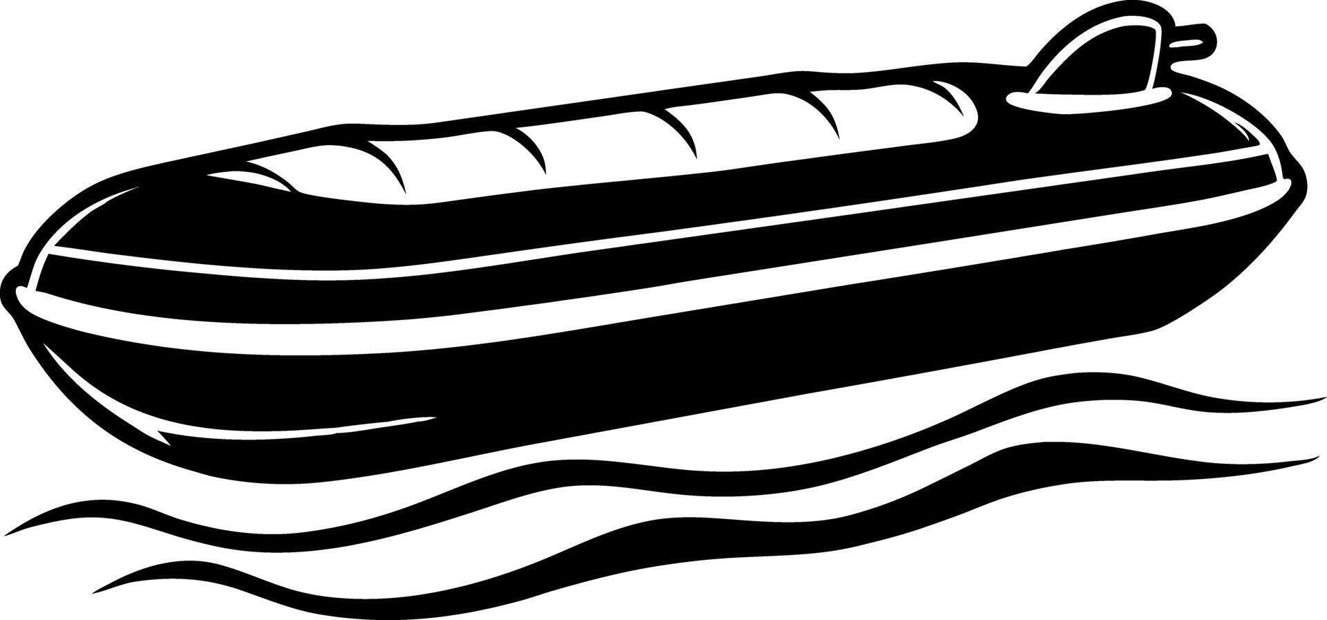 A sleek black speedboat silhouette gliding on water waves vector
