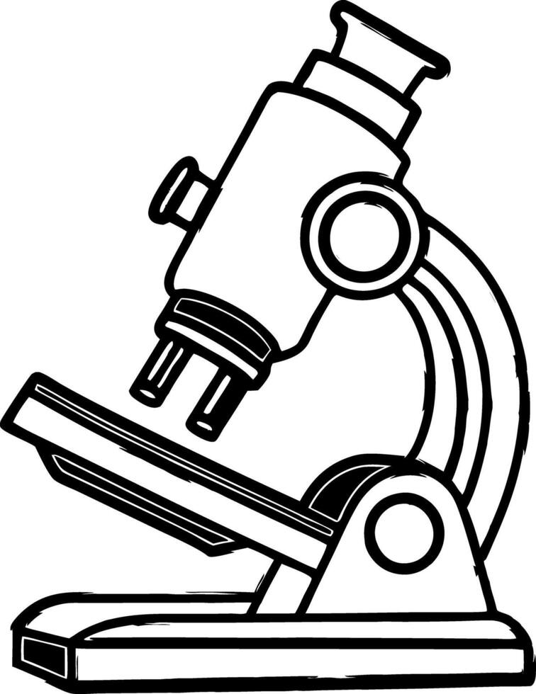 A Black and White Sketch of a silhouette Compound Light Microscope for Scientific Research and Education vector