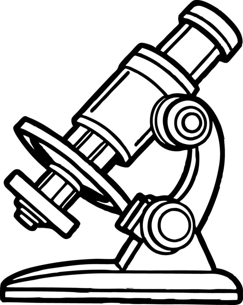 A Detailed Line Drawing of a Classic silhouette Compound Light Microscope for Scientific Study and Education vector