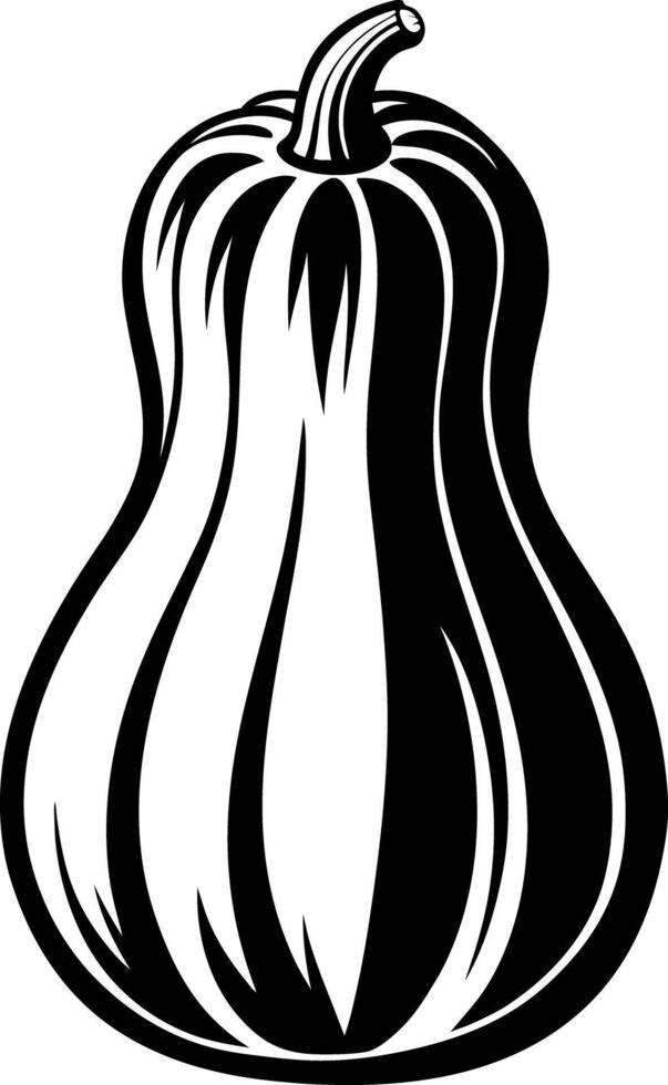 A Black and White Illustration silhouette of a Gourd or Squash Vegetable vector