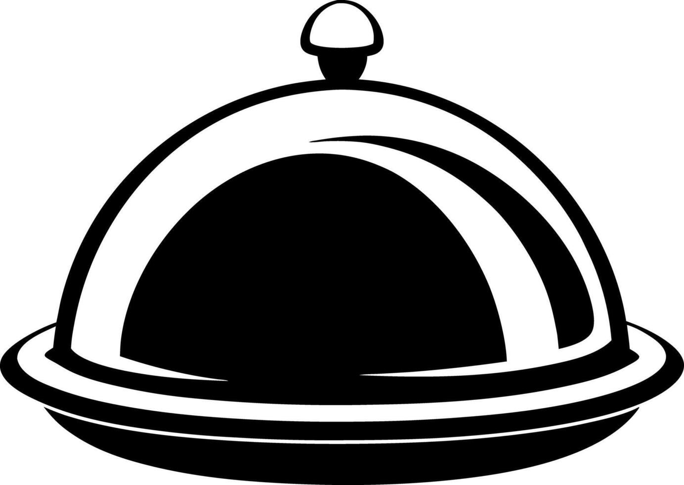 A Classic Black and White silhouette Illustration of a Restaurant Serving Dome vector