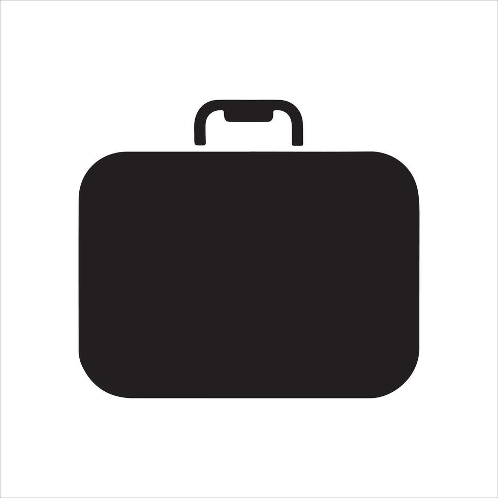 Suitcase Silhouette Icon Black and White Travel Luggage Clipart vector