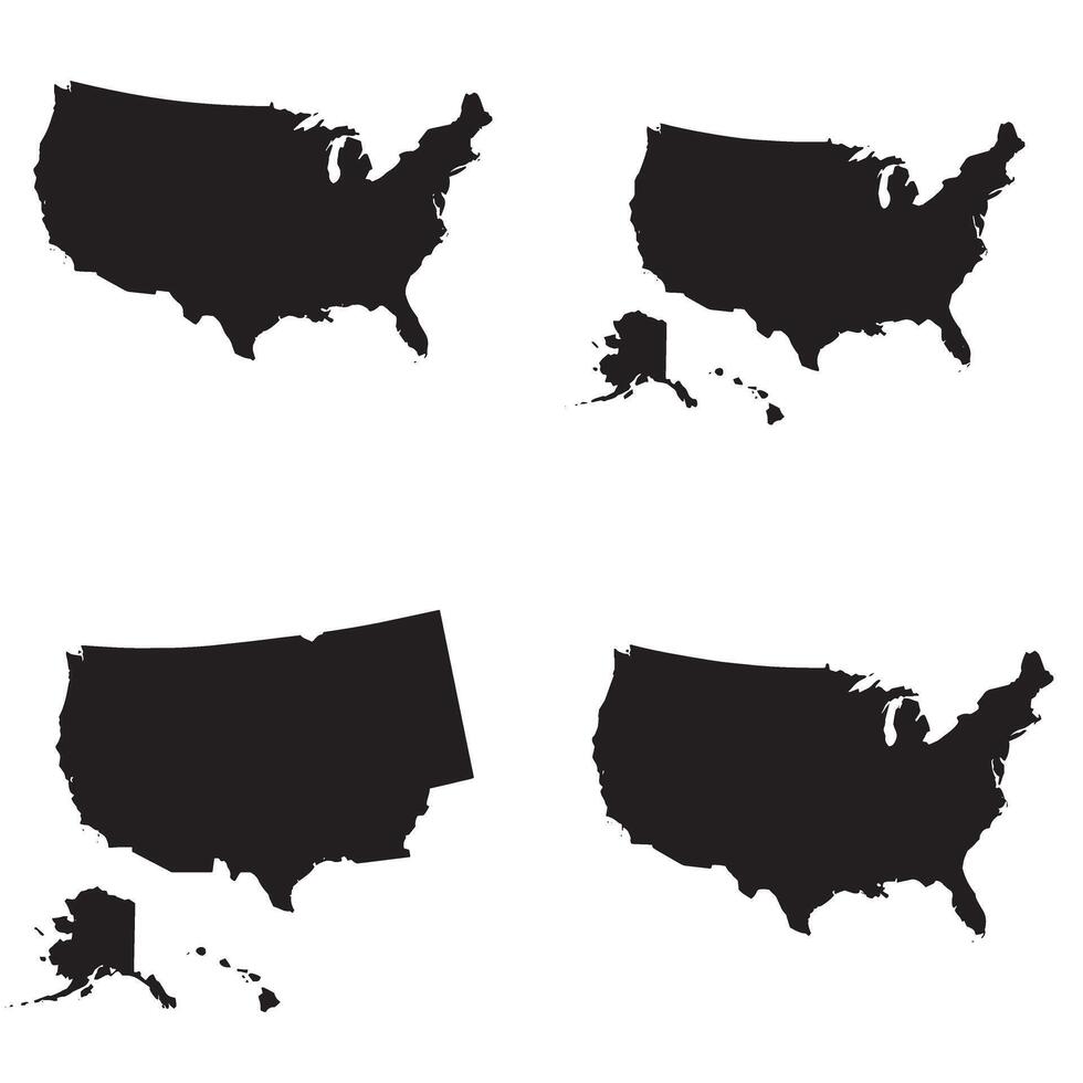 All fifty US states in one silhouette map collection great for educational projects vector
