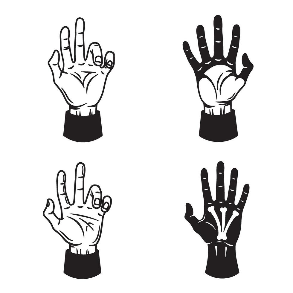 Angry skull silhouette and hand pose bundle for tough attitude themed artwork vector