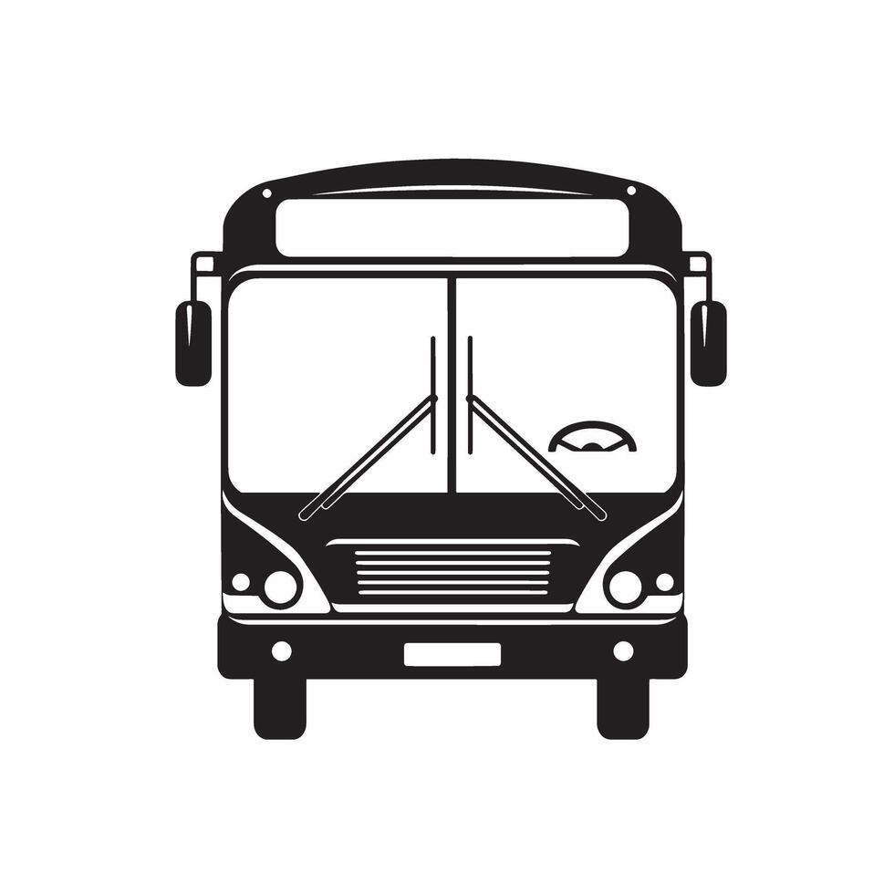 Bold black bus art silhouette design great for minimal logos signage and infographics vector