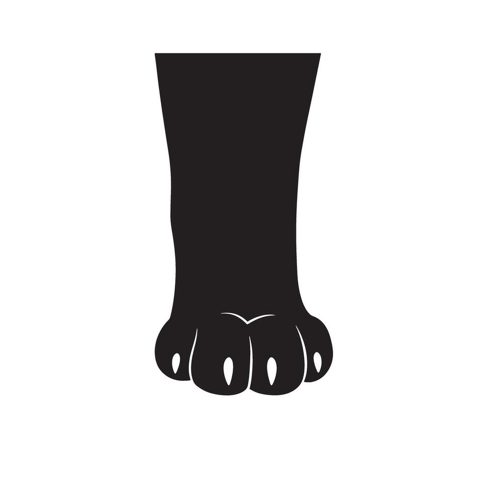 Cat foot and playful paw set in silhouette for charming animal graphics vector