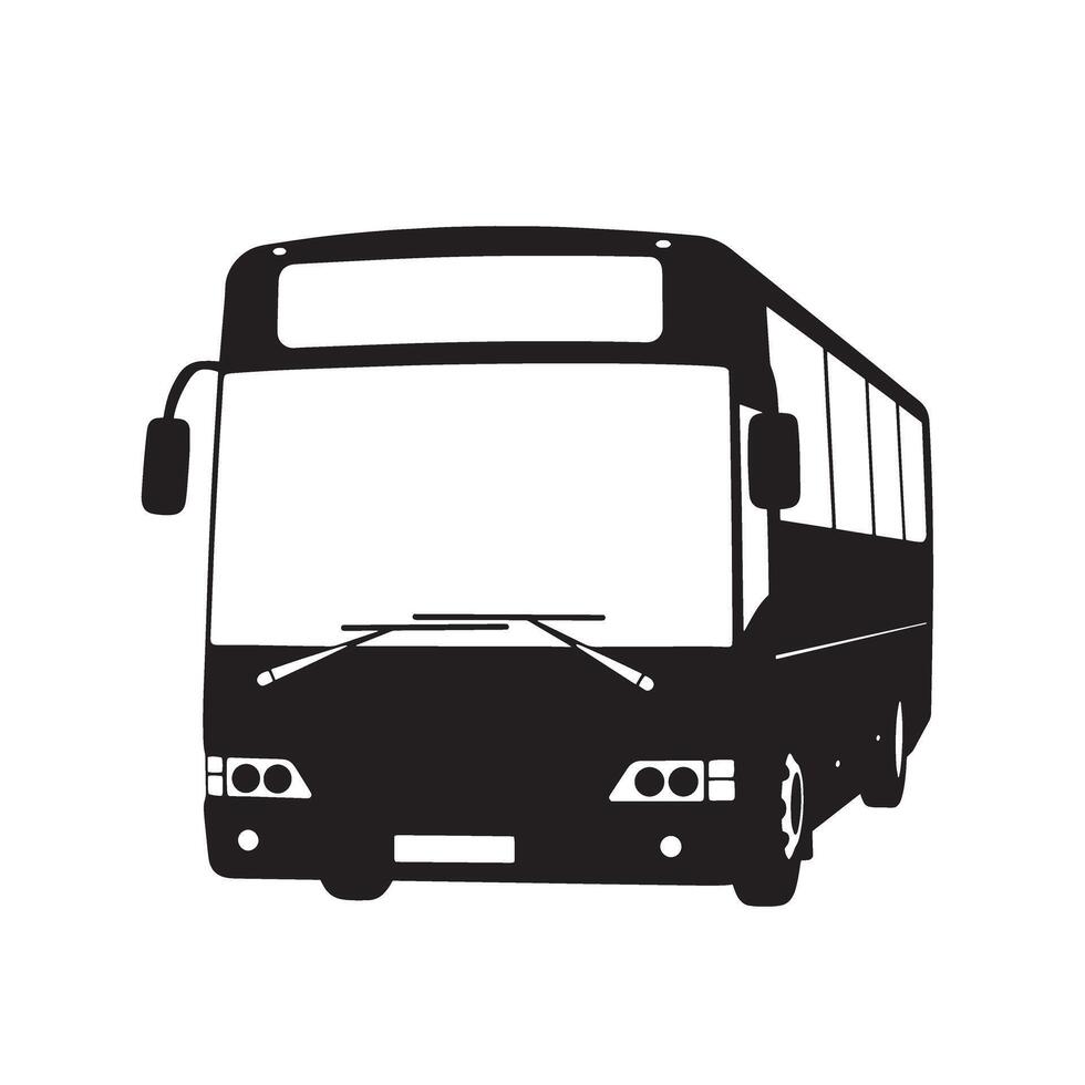 Bus art silhouette bundle with flat design for city transport poster and print elements vector