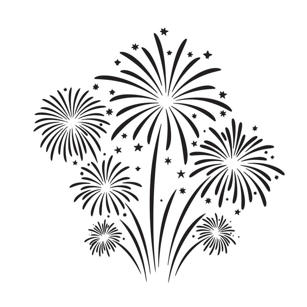 Fireworks icon silhouette bundle perfect for celebration themed branding and decor vector