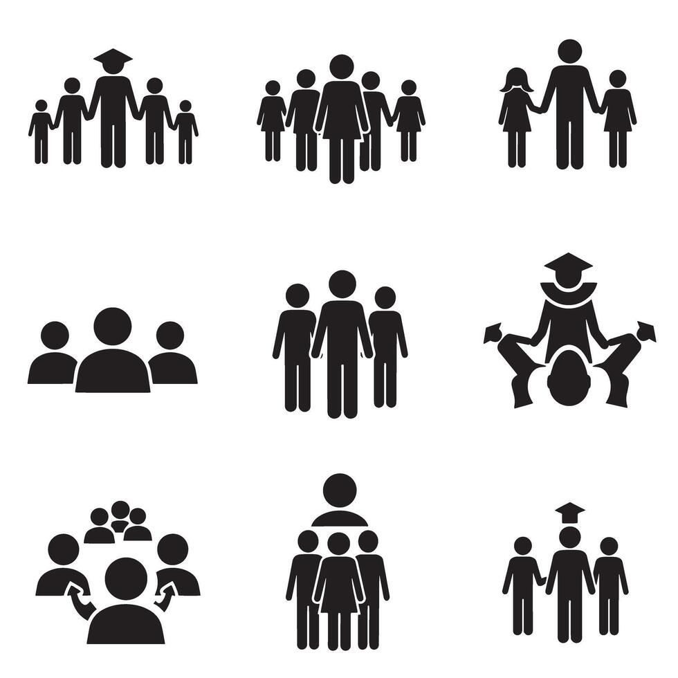 Clean community figure icons in silhouette for networking and events vector