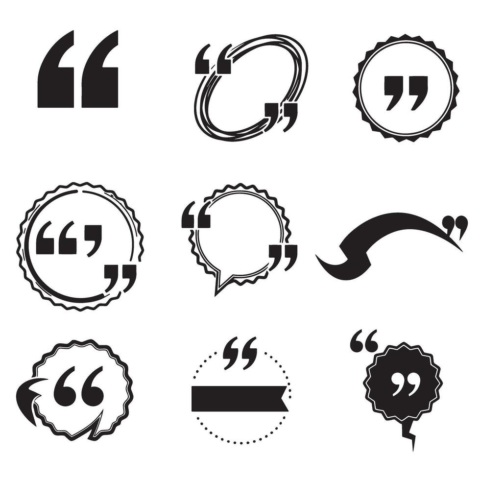 Black quotation symbol set ideal for content design writing projects and speech graphics vector