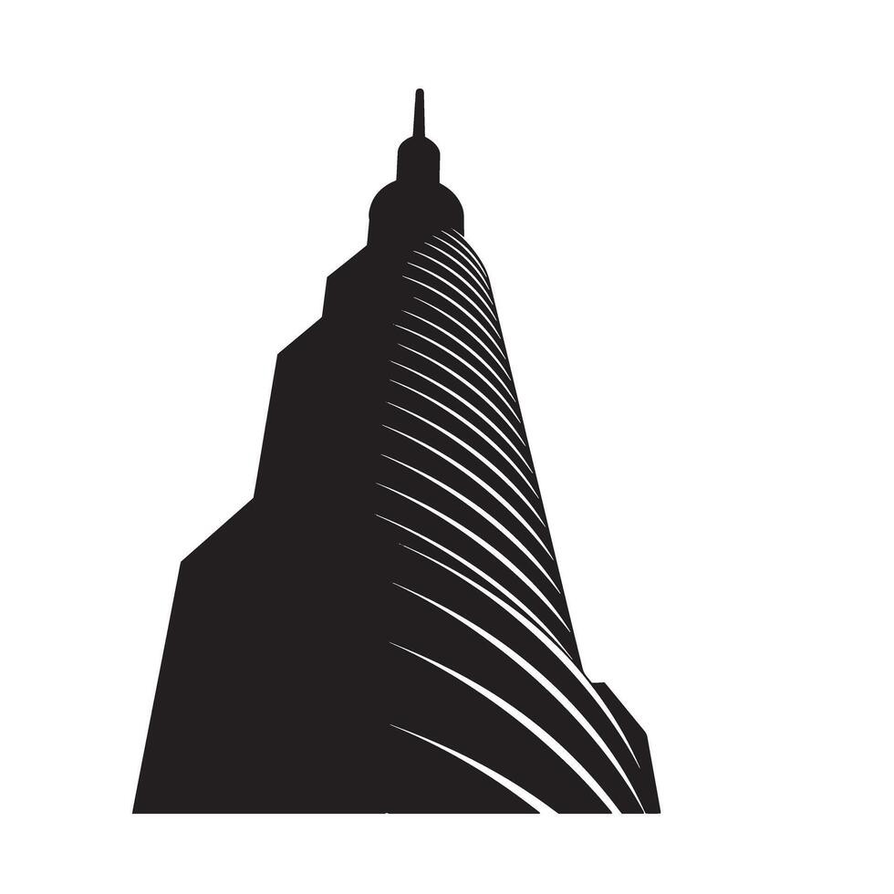 Monochrome building icon logo silhouette perfect for minimal architectural branding vector