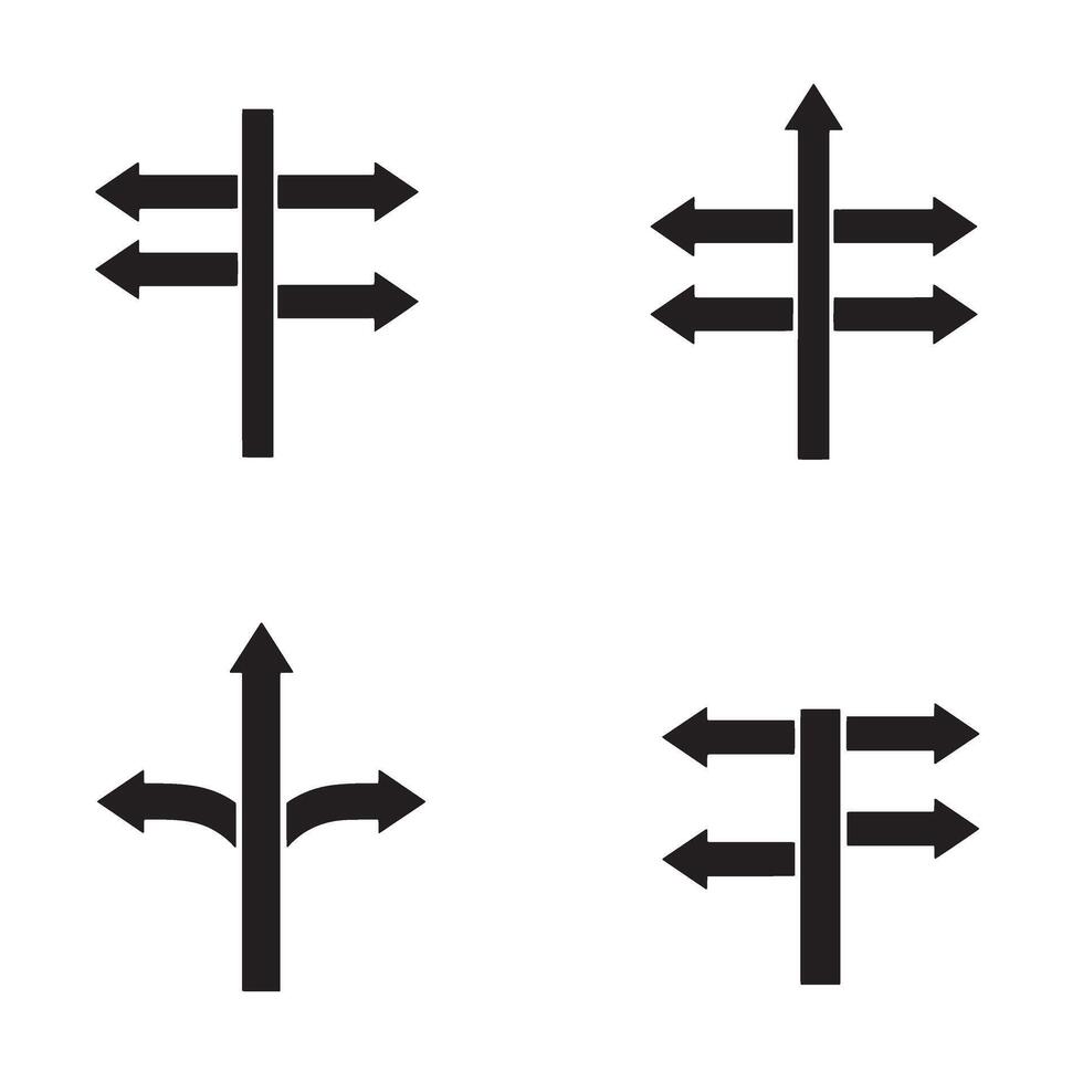 Functional directional icon set silhouette used for clean control interfaces and signs vector