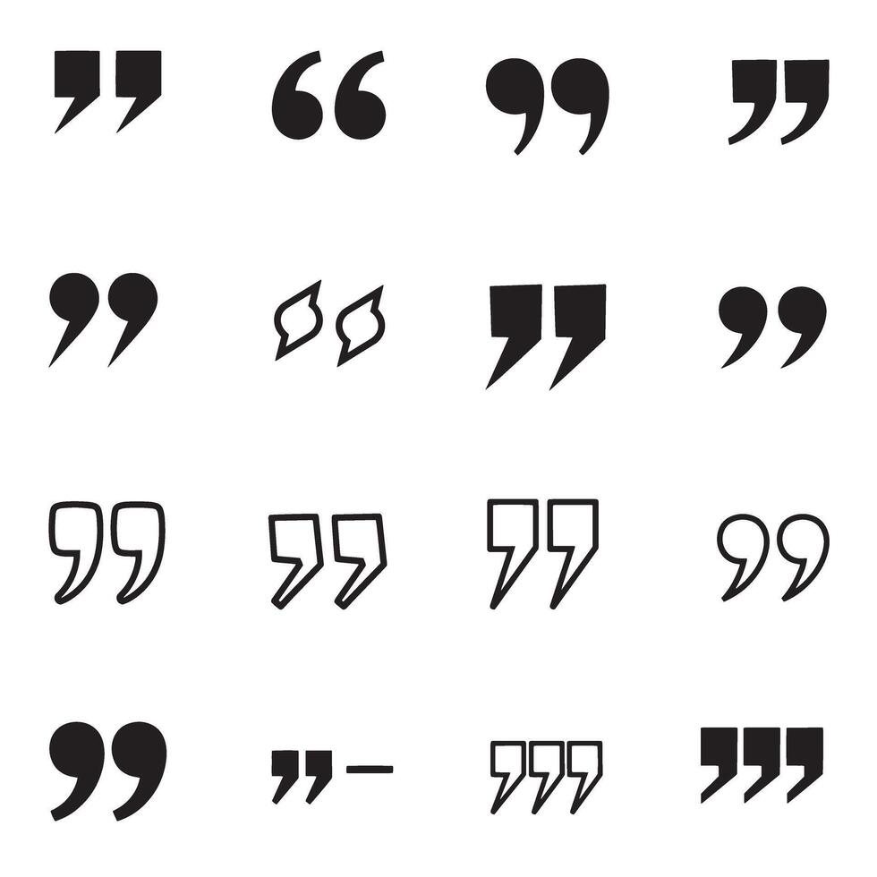 Diverse black quote mark designs perfect for editorial layout books and typographic use vector