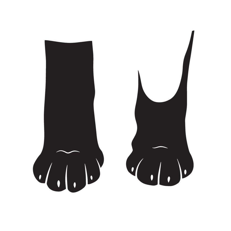 Kitten foot and cute cat paw silhouette bundle for animal design and branding use vector