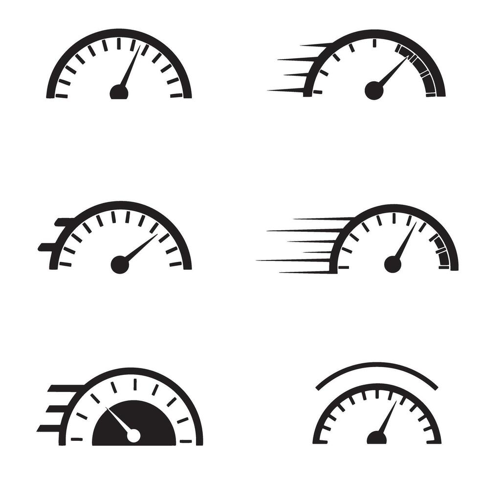 Bold dashboard elements featuring speed RPM and fuel gauges in silhouette layout vector