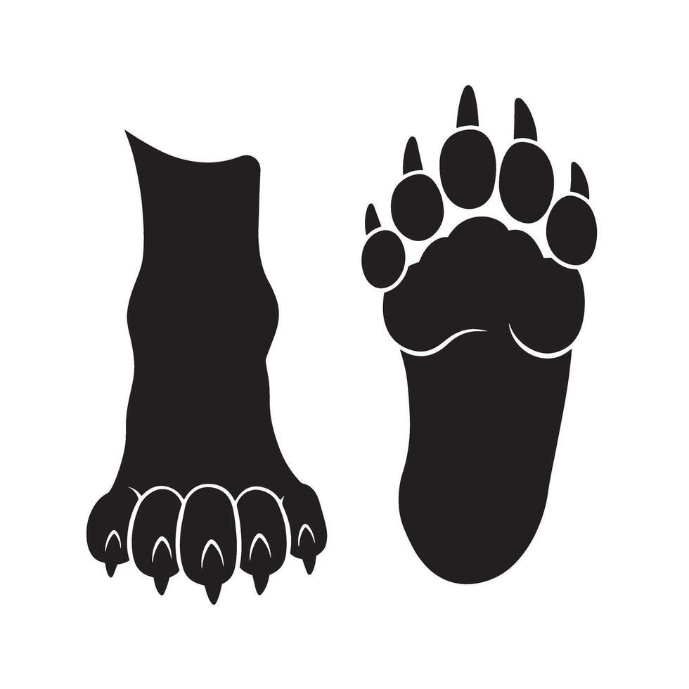 Wolf foot silhouette with aggressive style perfect for beast art and tattoo concepts vector