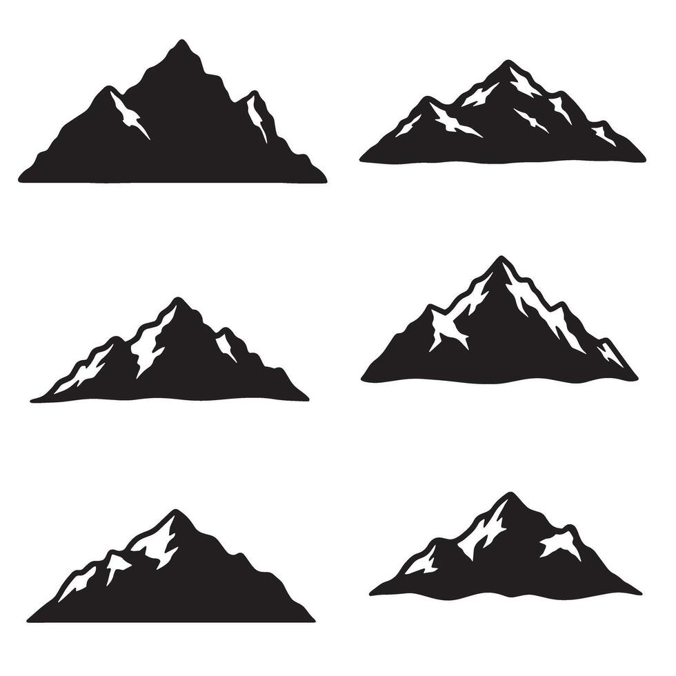 Hiking gear and mountain shapes in silhouette perfect for wilderness projects vector