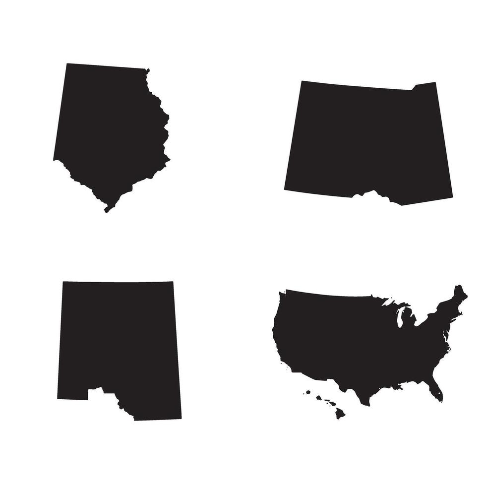 Clean silhouette map bundle showing each USA state with simple border details vector