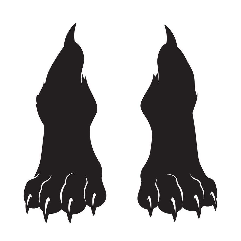 Wild wolf foot silhouette artwork great for primal themes and tattoo illustration vector