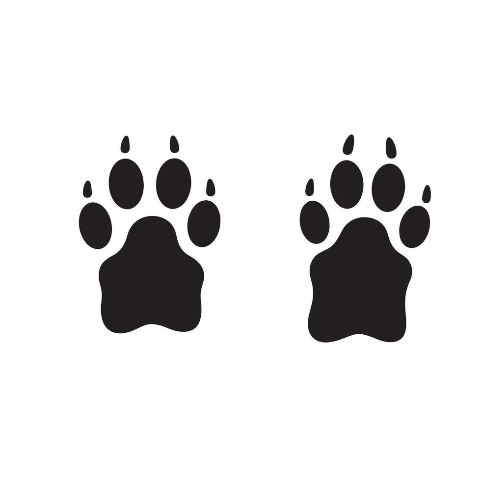Cat paw symbol and foot silhouette set perfect for clean minimalist pet design vector
