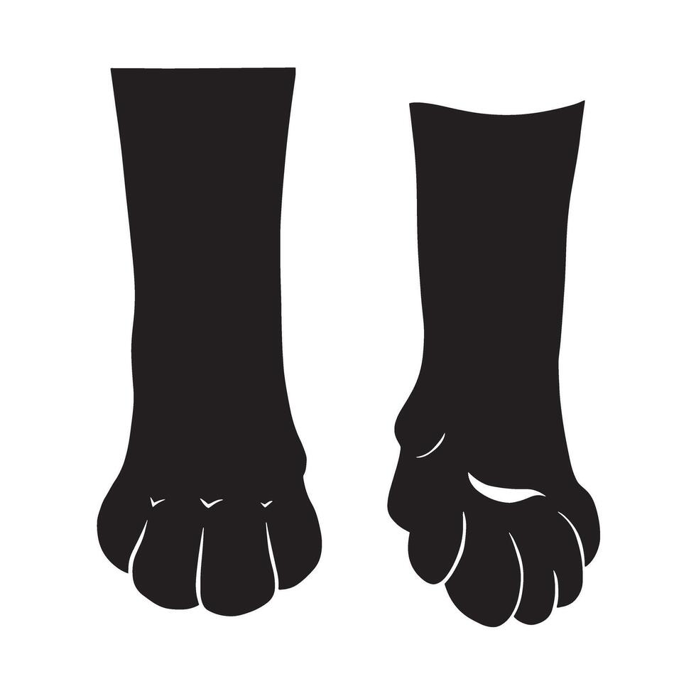 Cat foot silhouette set with elegant lines great for classy pet shop themes vector