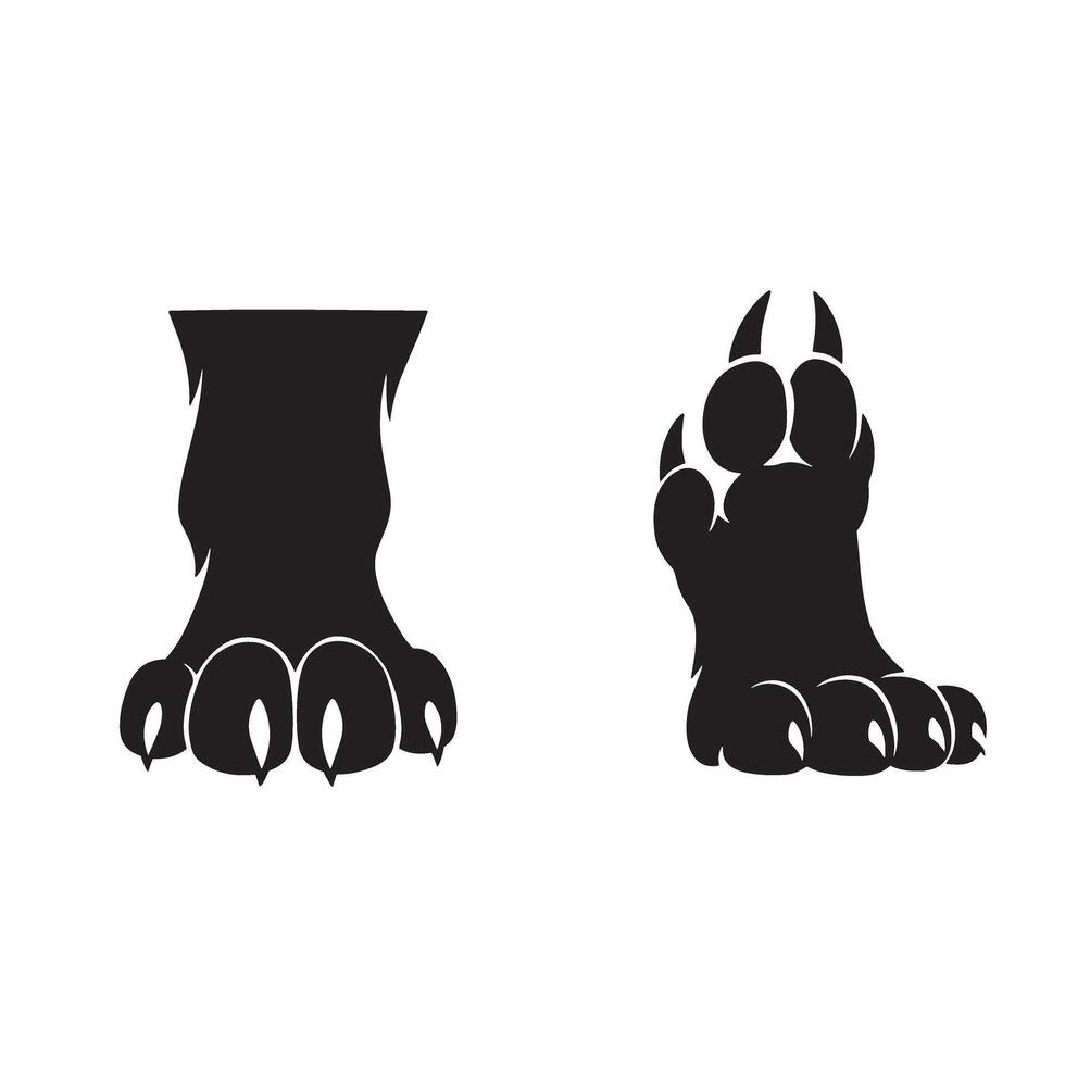 Alpha wolf foot and paw silhouette bundle for outdoor and survival brand styles vector