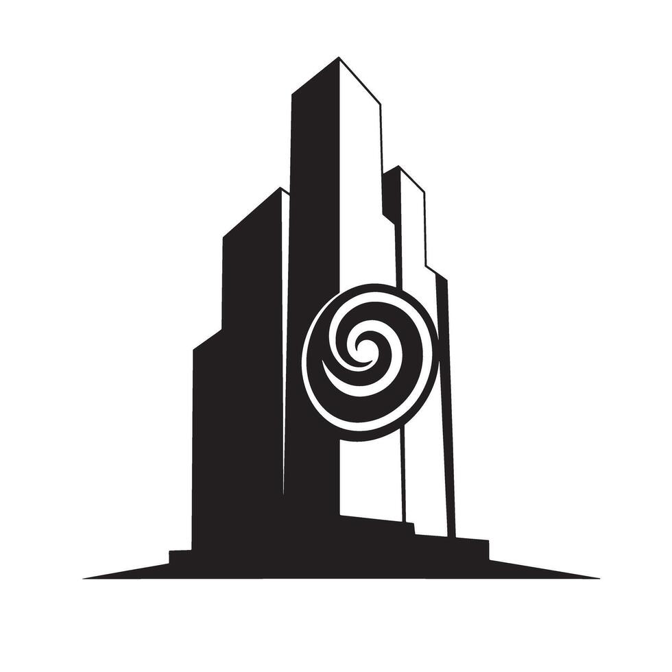 Office building logo icon silhouette for commercial brand use and architectural design vector