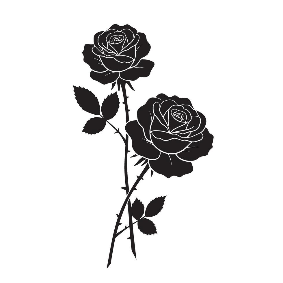 Decorative rose flower art SVG silhouette for wedding print projects and branding use vector