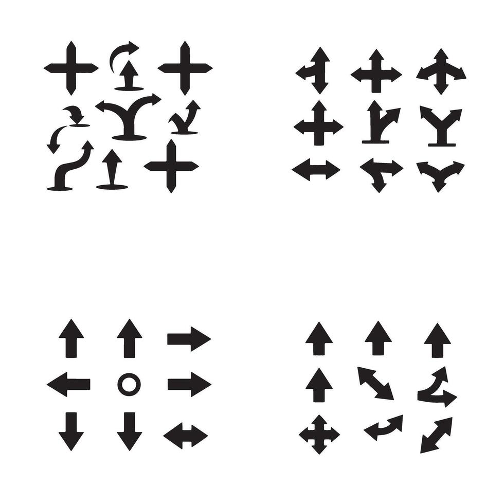 Control panel directional icon set silhouette for app interfaces and data flow maps vector