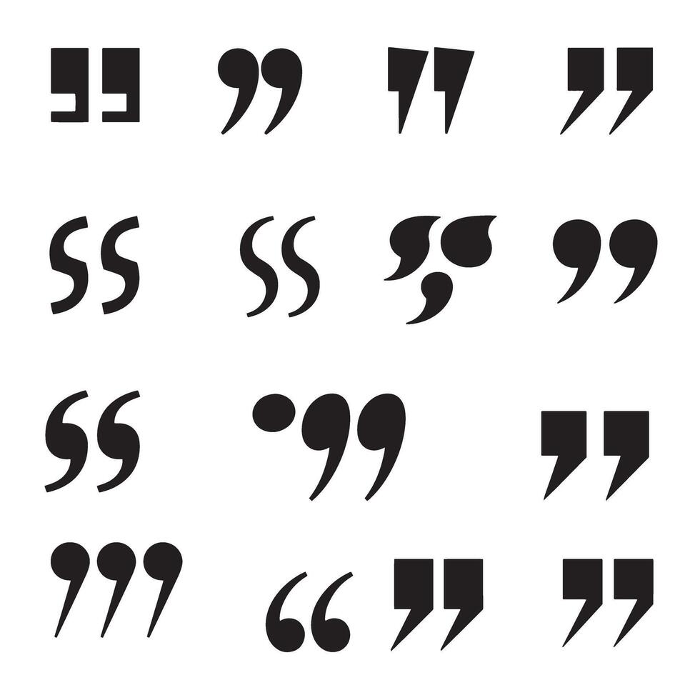 Graphic black quotation marks collection perfect for magazine design and book publishing vector