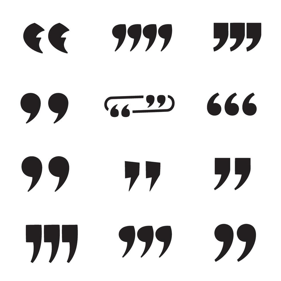 Minimalist black quote mark set for clean modern layout page design and article headers vector