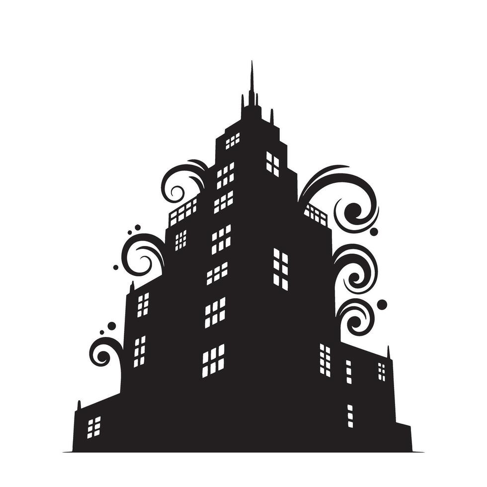 Tall building icon logo silhouette for skyscraper branding city layout and construction use vector