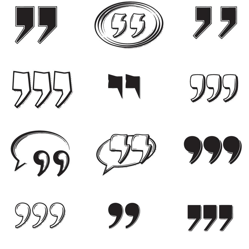 Hand drawn black quote marks perfect for creative writing layout branding and illustration vector