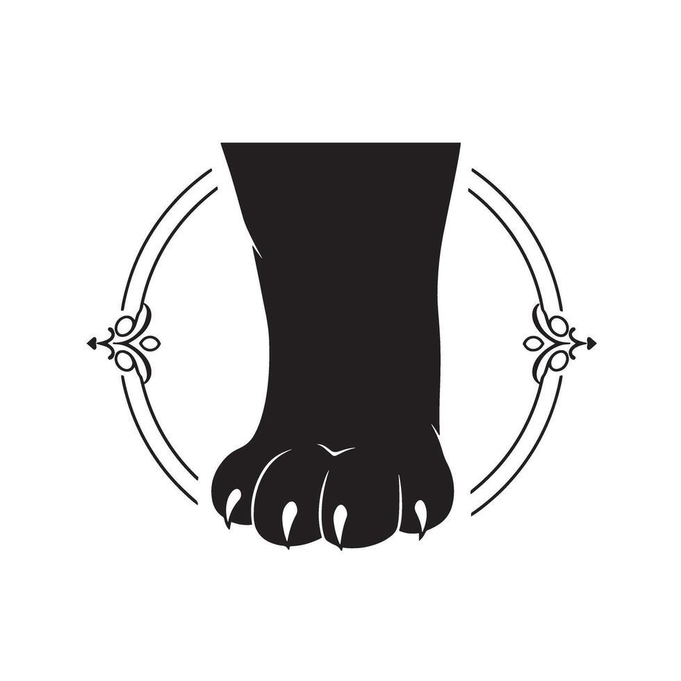 Cat paw print foot silhouette design for cat lover graphics and t-shirt art vector