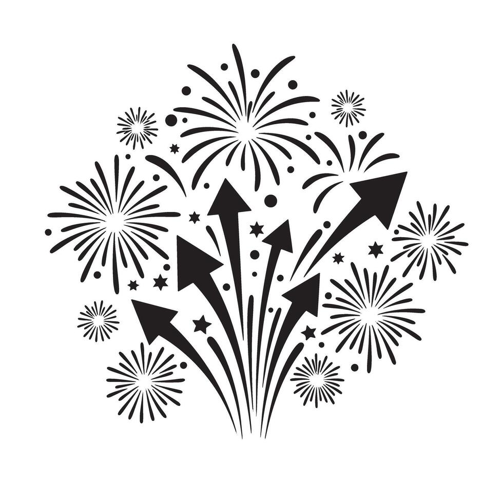 Fireworks silhouette pack for explosive night sky themes and festive illustrations vector