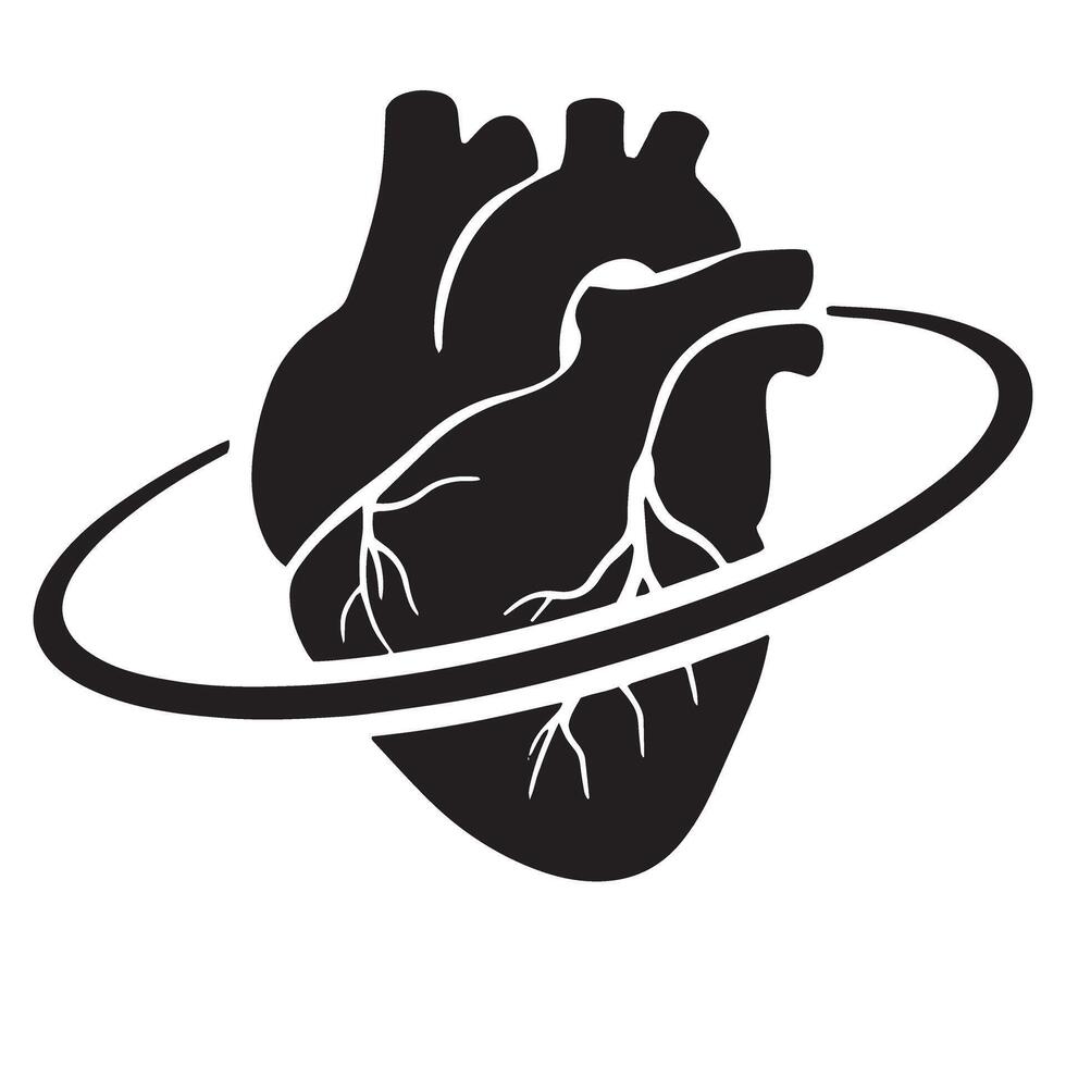 Cardiology elements in silhouette perfect for medical branding and education vector