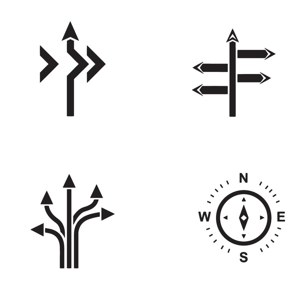 High contrast directional icon silhouette set great for tech branding and web layout vector