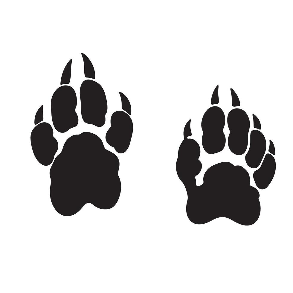 Fierce wolf paw and foot silhouette set ideal for tribal design and wild beast themes vector