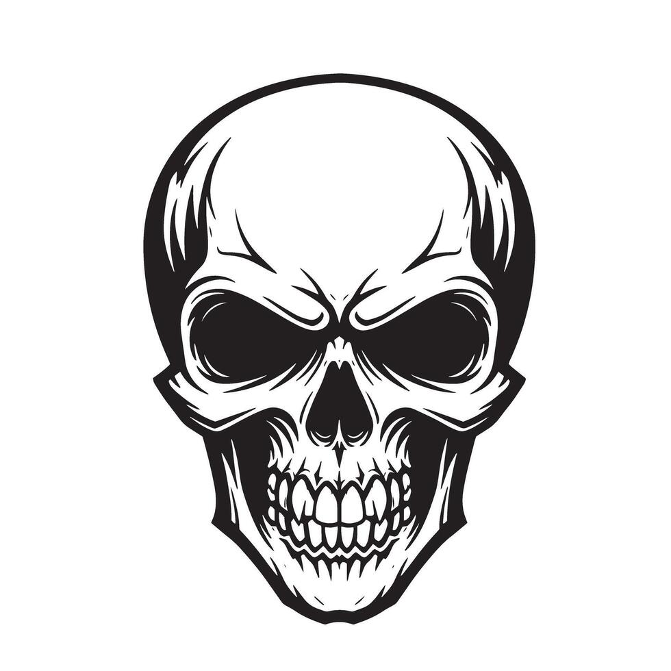 Edgy skull head face silhouette perfect for biker design horror artwork and grunge style vector