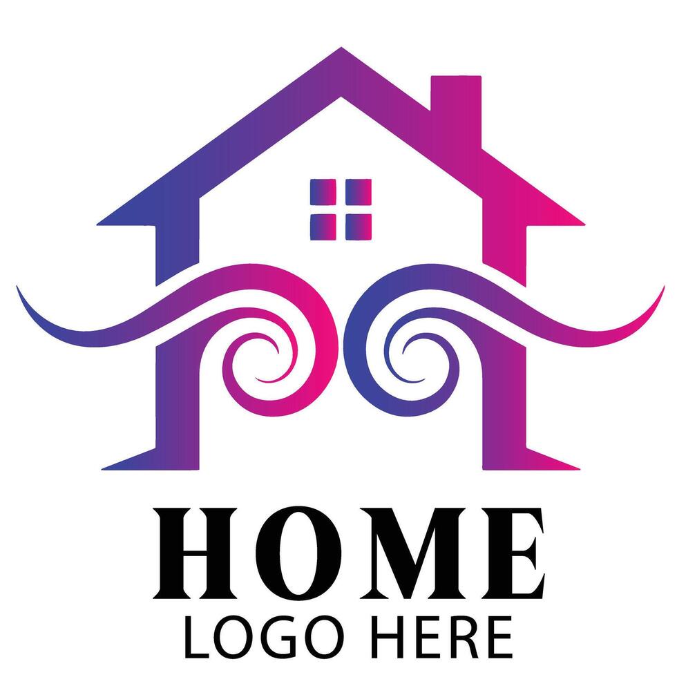 Elegant swirl home building logo symbol icon used in real estate logo design and firm identity vector