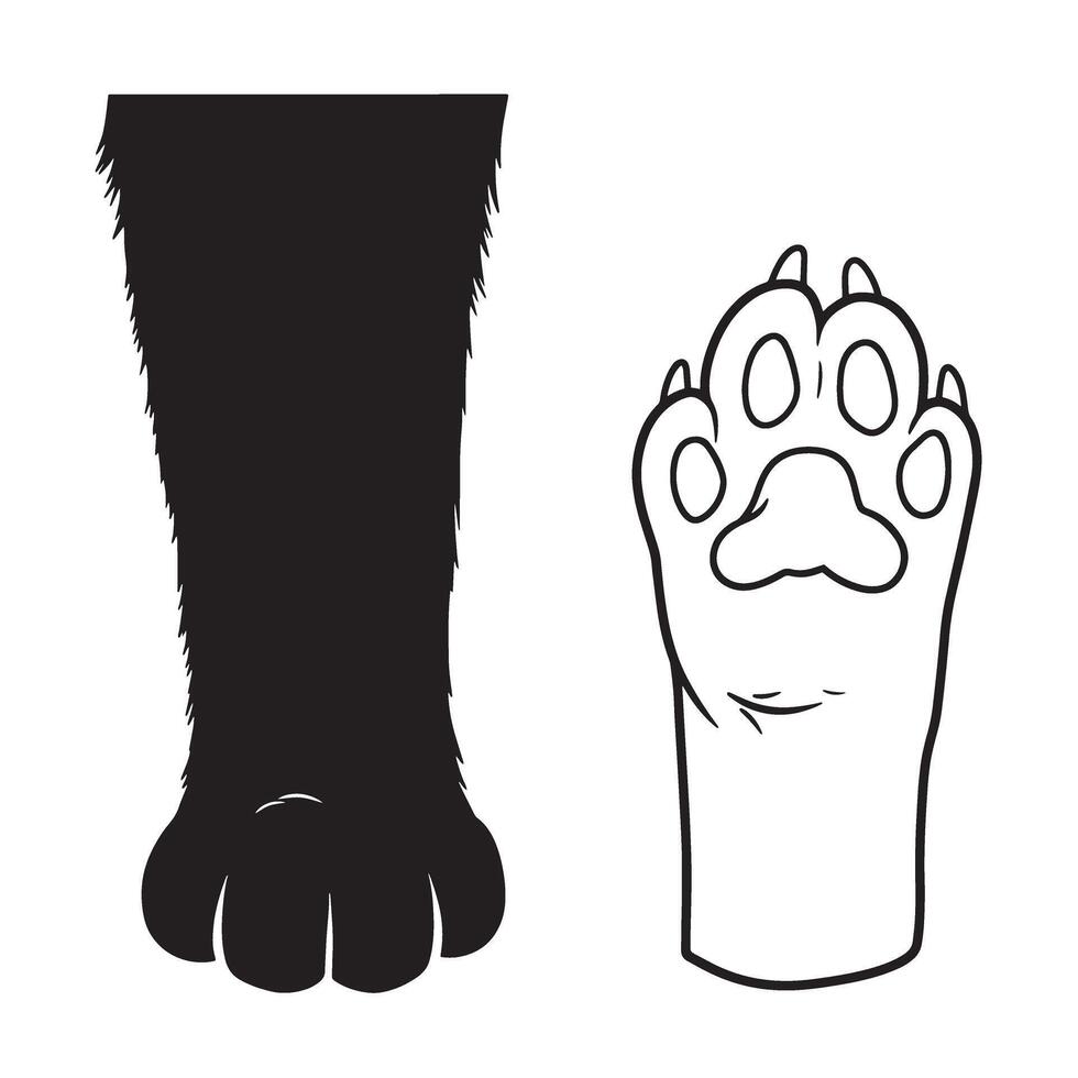 Cat foot shape and paw symbol silhouette set for custom pet illustrations vector