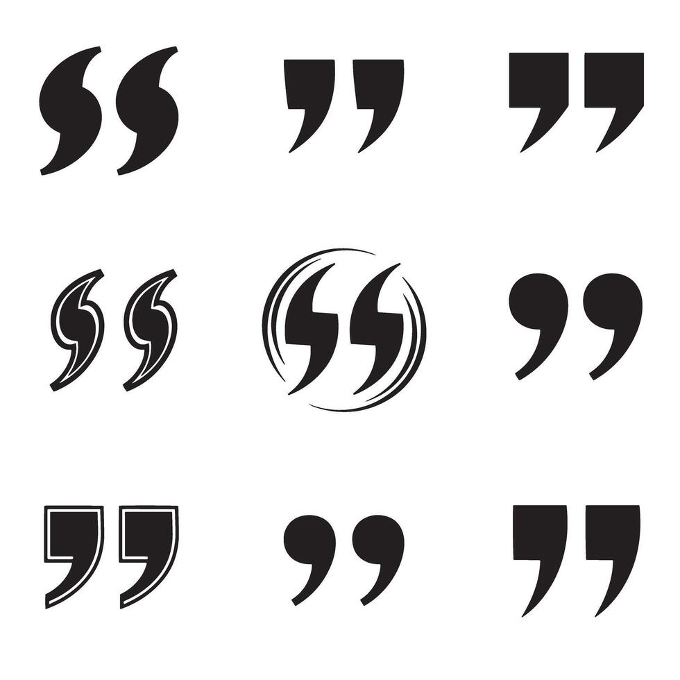 Modern quotation marks set in black ideal for typographic graphics and layout elements vector