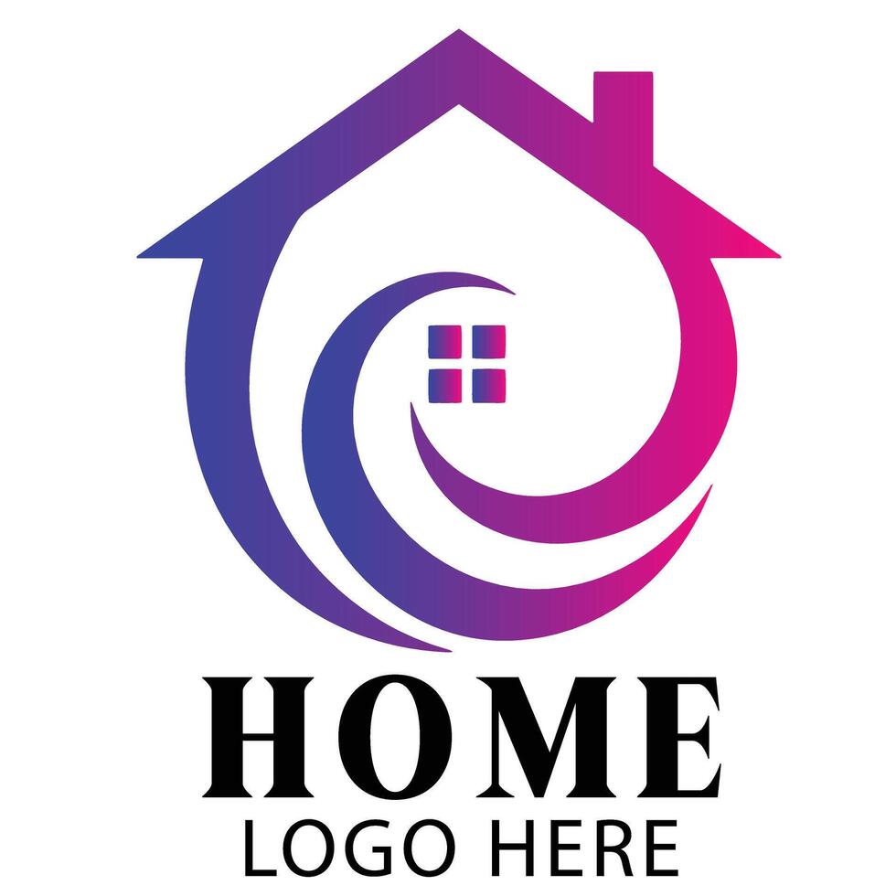 Swirl home building logo symbol icon with modern aesthetics for new residential construction vector