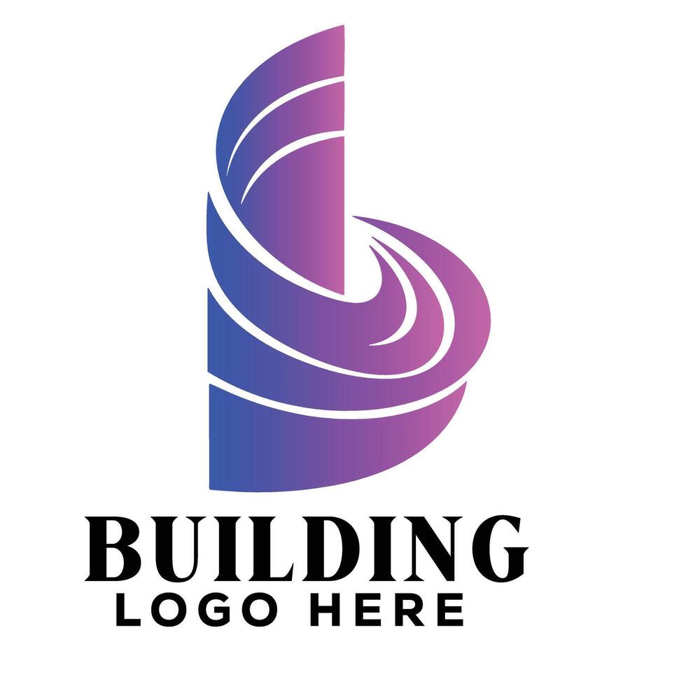Abstract swirl real estate building logo symbol icon designed for commercial property marketing use vector