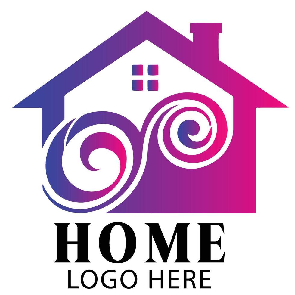 Creative swirl home building logo symbol icon for upscale real estate branding identity design vector