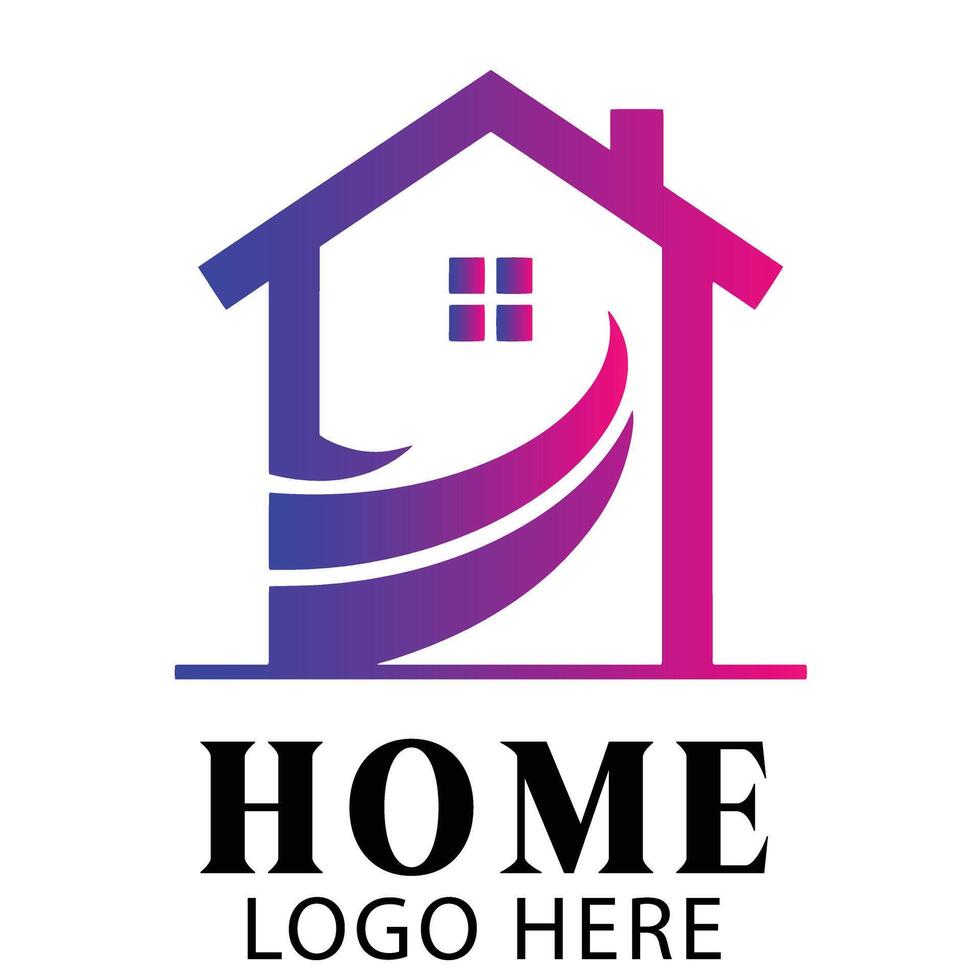Swirl home building logo symbol icon for high end property brand focused on modern living design vector