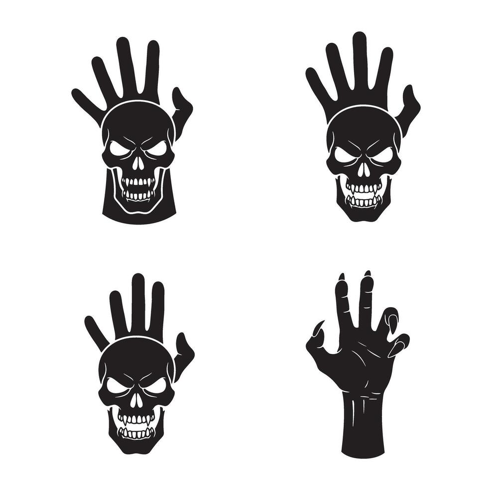 oscuro cráneo mano haz silueta conjunto usado para intenso y agresivo gráfico diseño vector