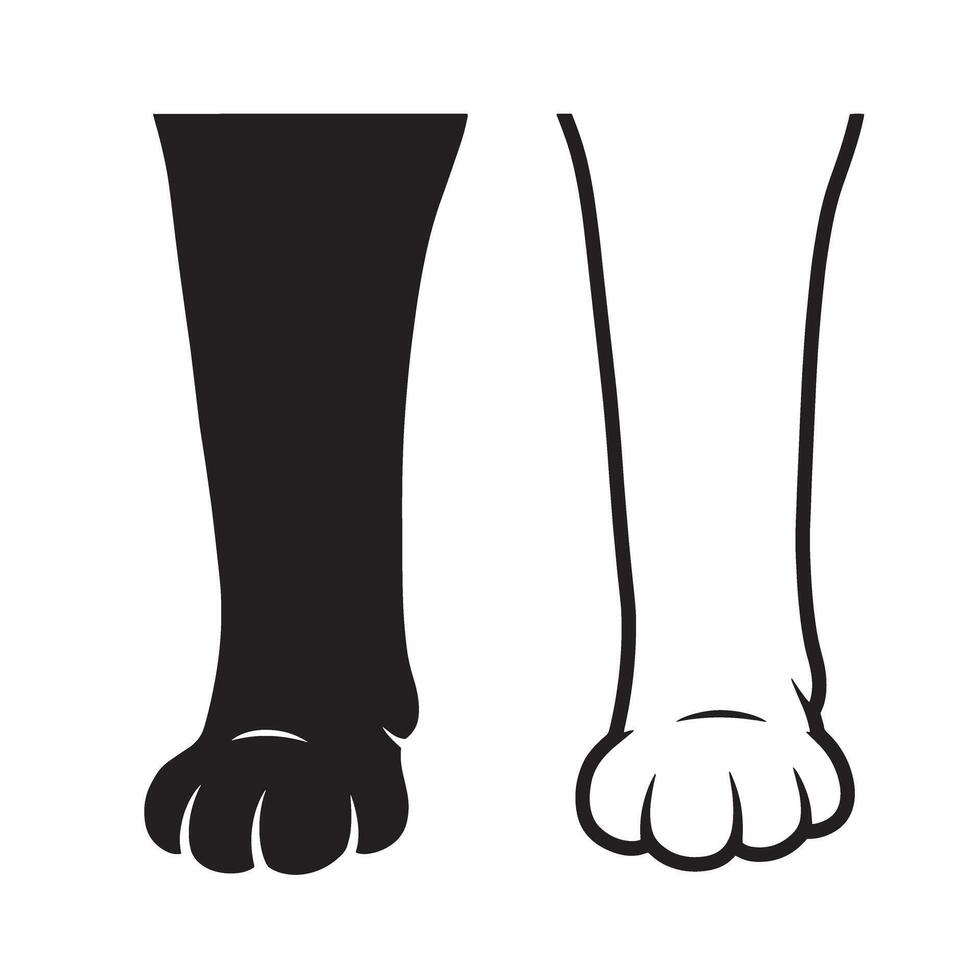 Cat foot and claw silhouette set perfect for playful and creative pet art vector