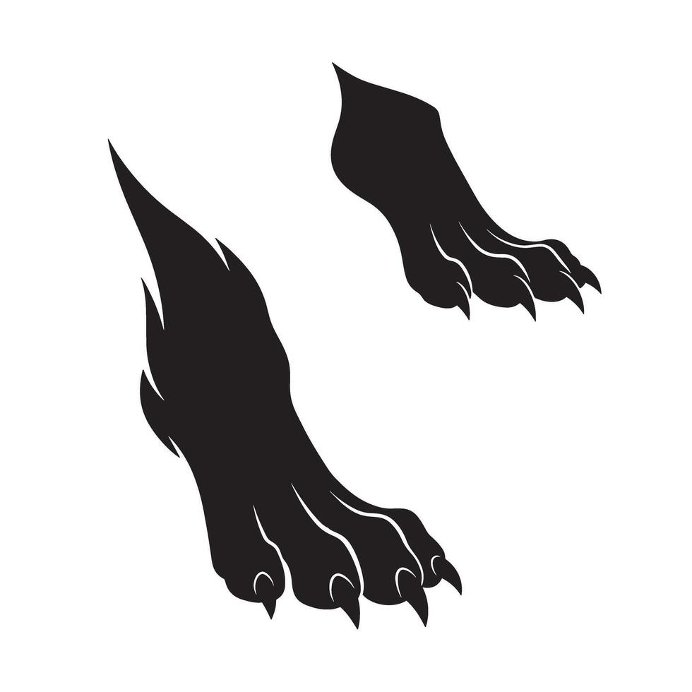 Dark beast wolf foot and claw silhouette bundle perfect for scary and fierce logos vector