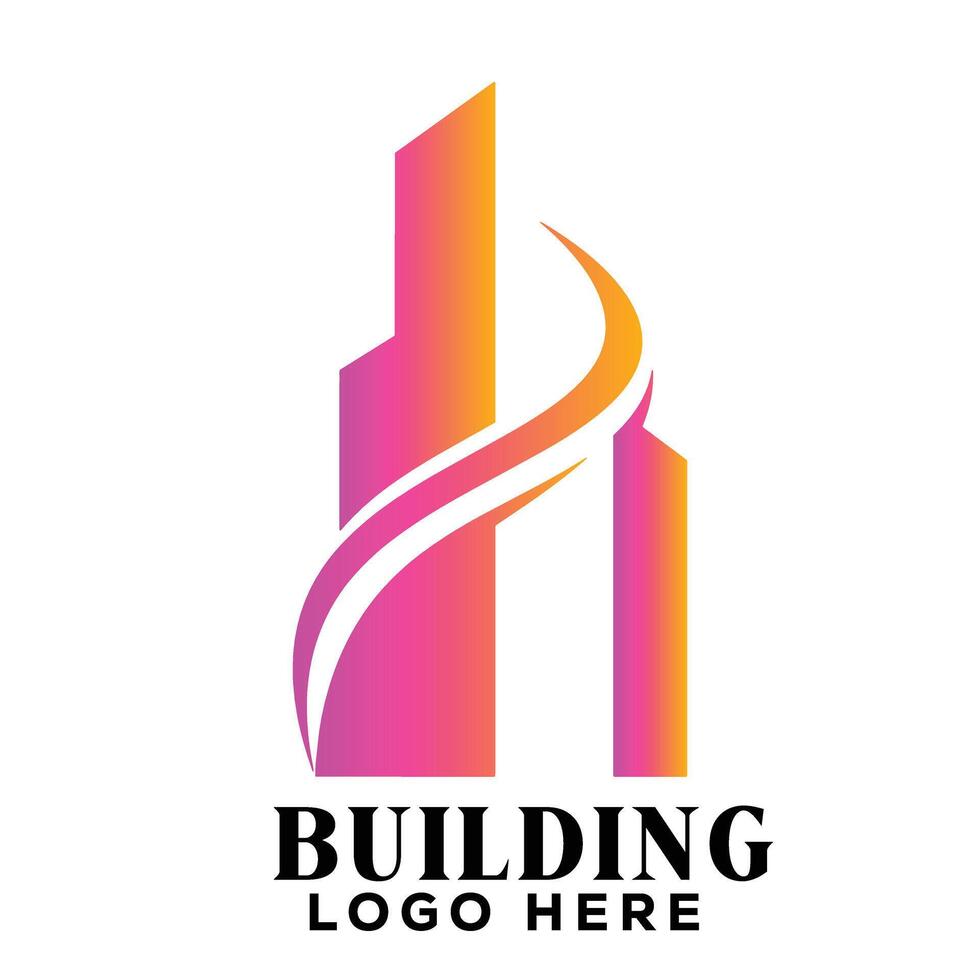 Urban swirl real estate building logo symbol icon designed for city loft development marketing use vector